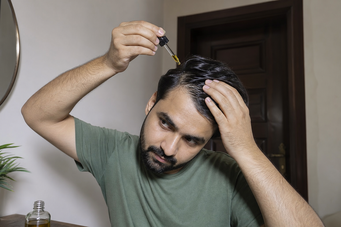 Show palkistani men treating hairfall at home
