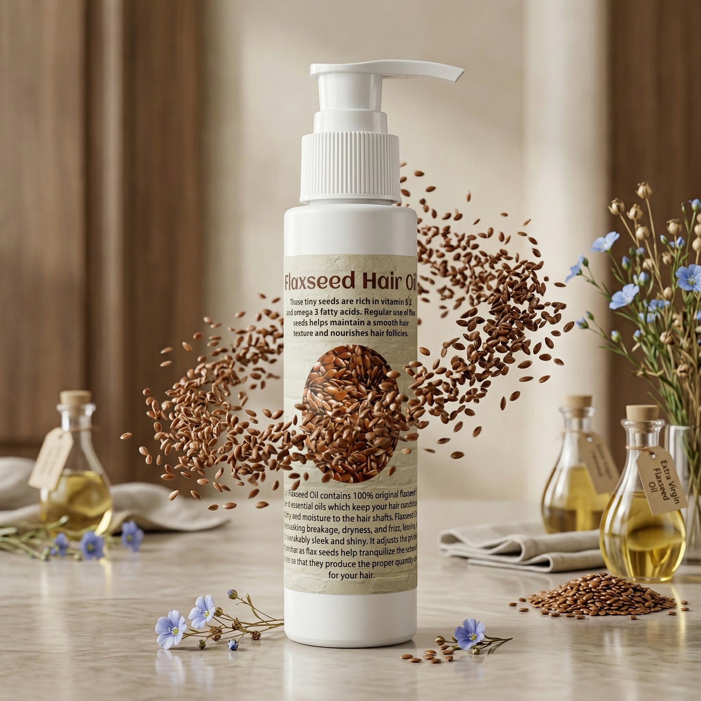 Organic Flaxseed Hair Oil for Rough, Frizzy & Damaged Hair - Azomorfia