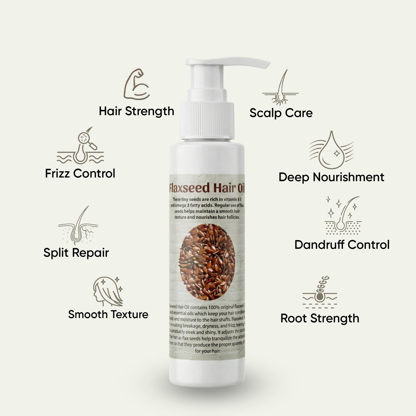 Organic Flaxseed Hair Oil for Rough, Frizzy & Damaged Hair - Azomorfia