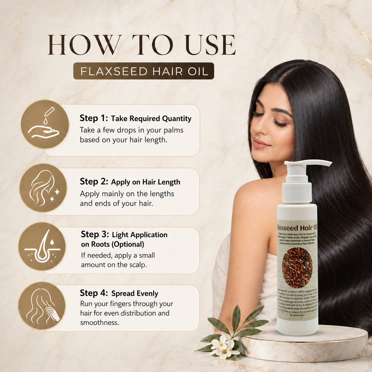 Organic Flaxseed Hair Oil for Rough, Frizzy & Damaged Hair - Azomorfia